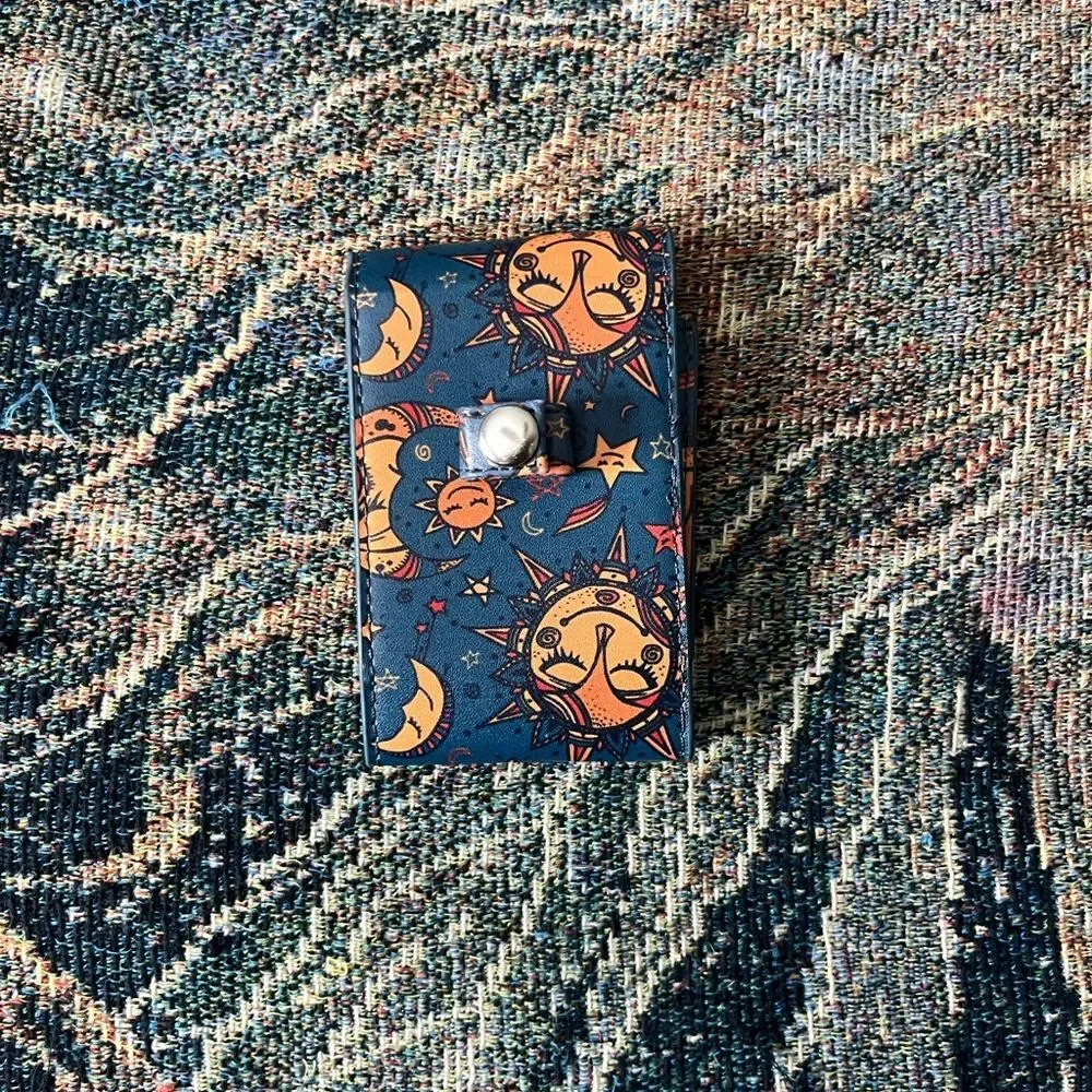 Sun and Moon Card Holder Bright and Colorful Hippie Chill Vibes Blue and Orange